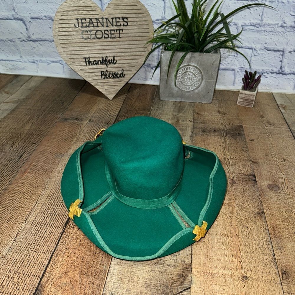 Church Hat Don Anderson Green With Gold Accents New With Tags - Has Flaws Vtg